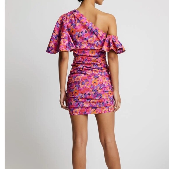 NWT Sofia the Label Willow Ruched One Shoulder Mini Dress - Floral - Size 6 - Picture 4 of 15